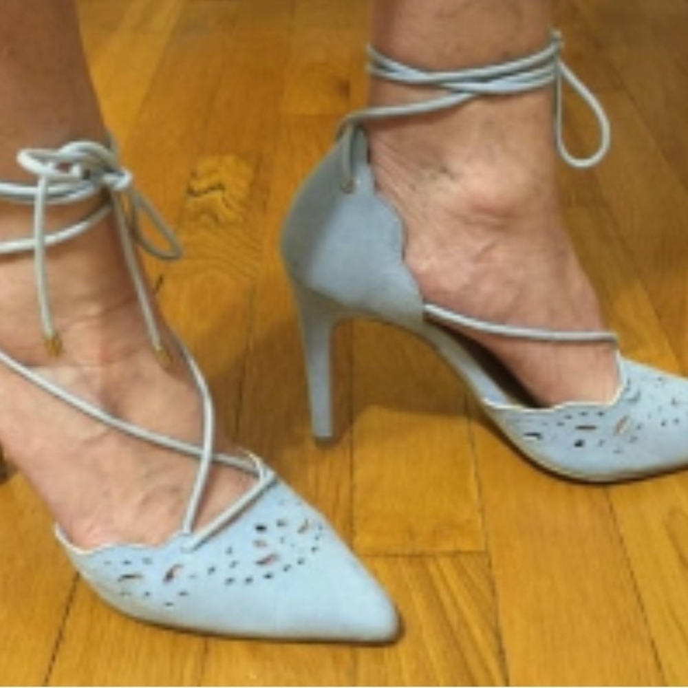 Elegant Blue Lace-Up Heels